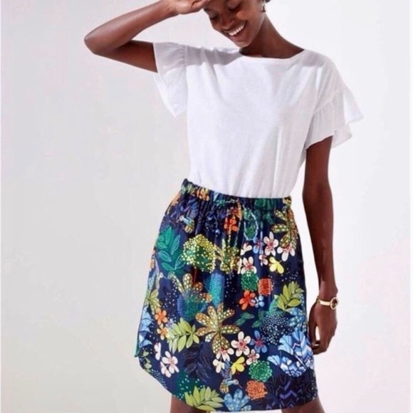 •LOFT• Tropical Floral Pull-On Skirt - Size Small - Picture 2 of 8